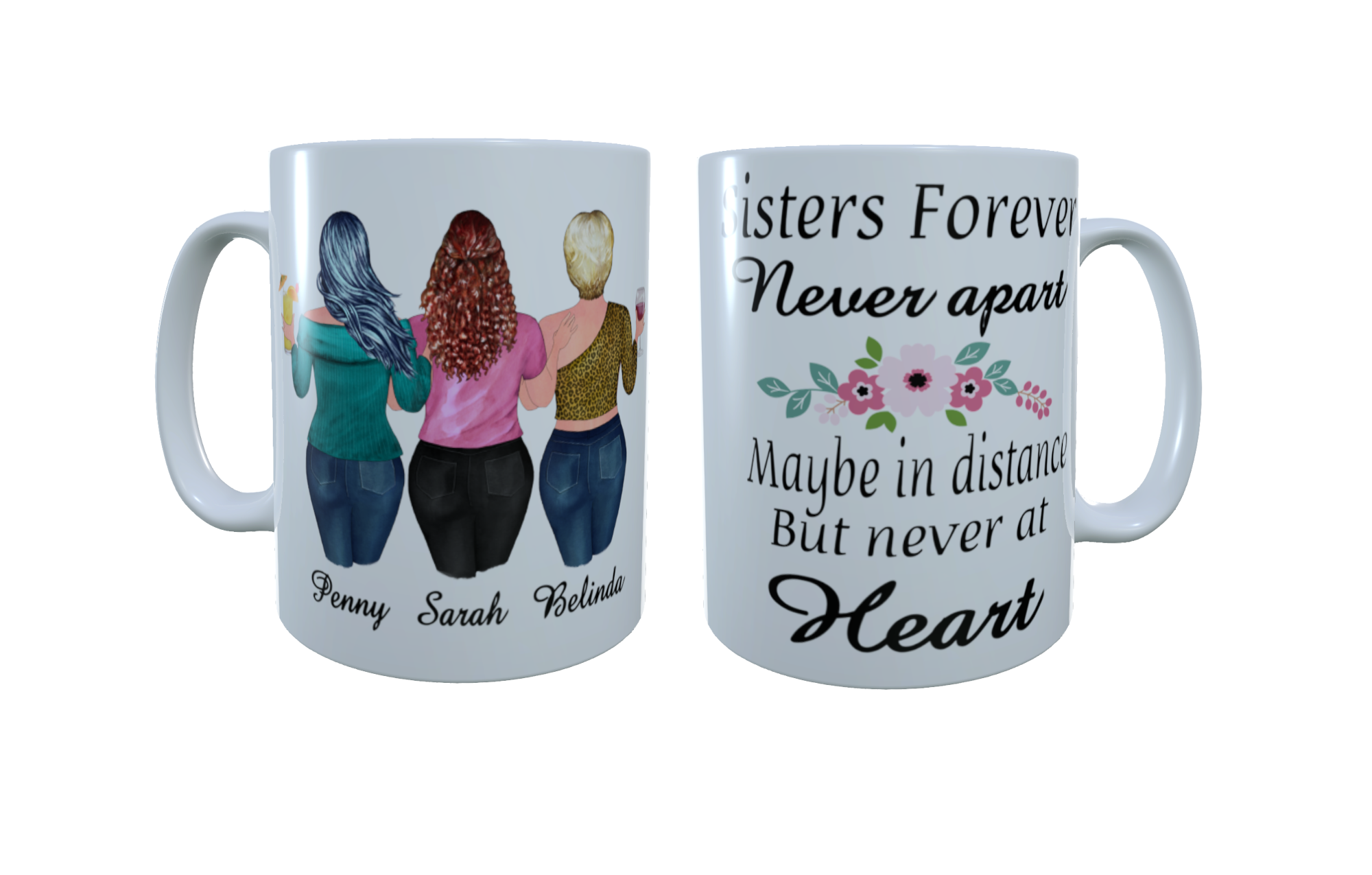 Plus Size Sisters Forever Mug, Custom Sisters, Personalised Mug - Click Image to Close